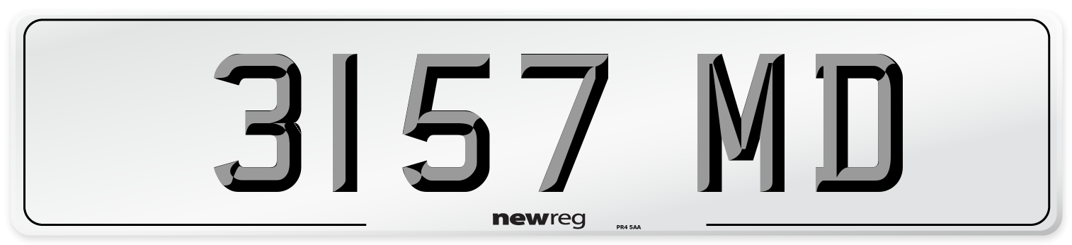 3157 MD Number Plate from New Reg